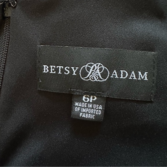 Betsy & Adam Black Ruched Ruffle Evening Column Maxi Gown 6P Old Hollywood Glam - Picture 11 of 16